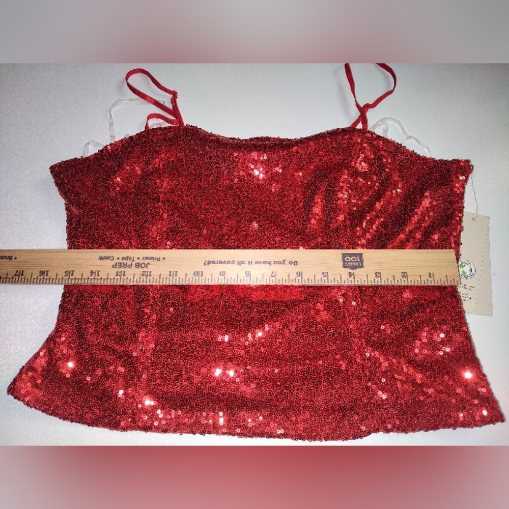 No Boundaries Sequin Crop Top Size L Large Brilliant Red - Picture 4 of 4